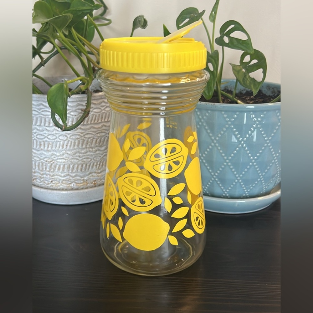 Yellow Lemon Patterned Glass Lemonade Carafe